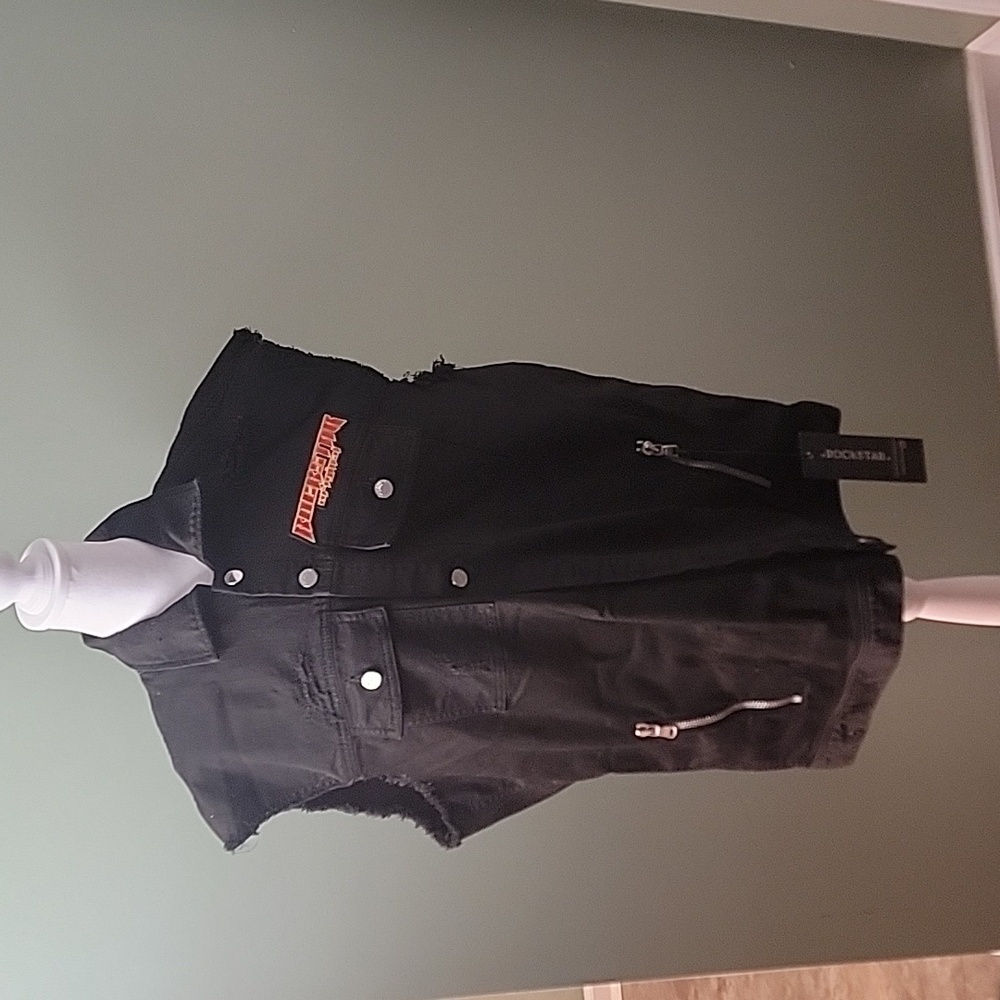 Mens Rockstar denim sleeveless jacket